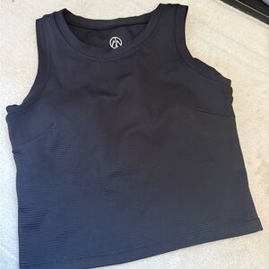 Black Ribbed Gym Tank Top